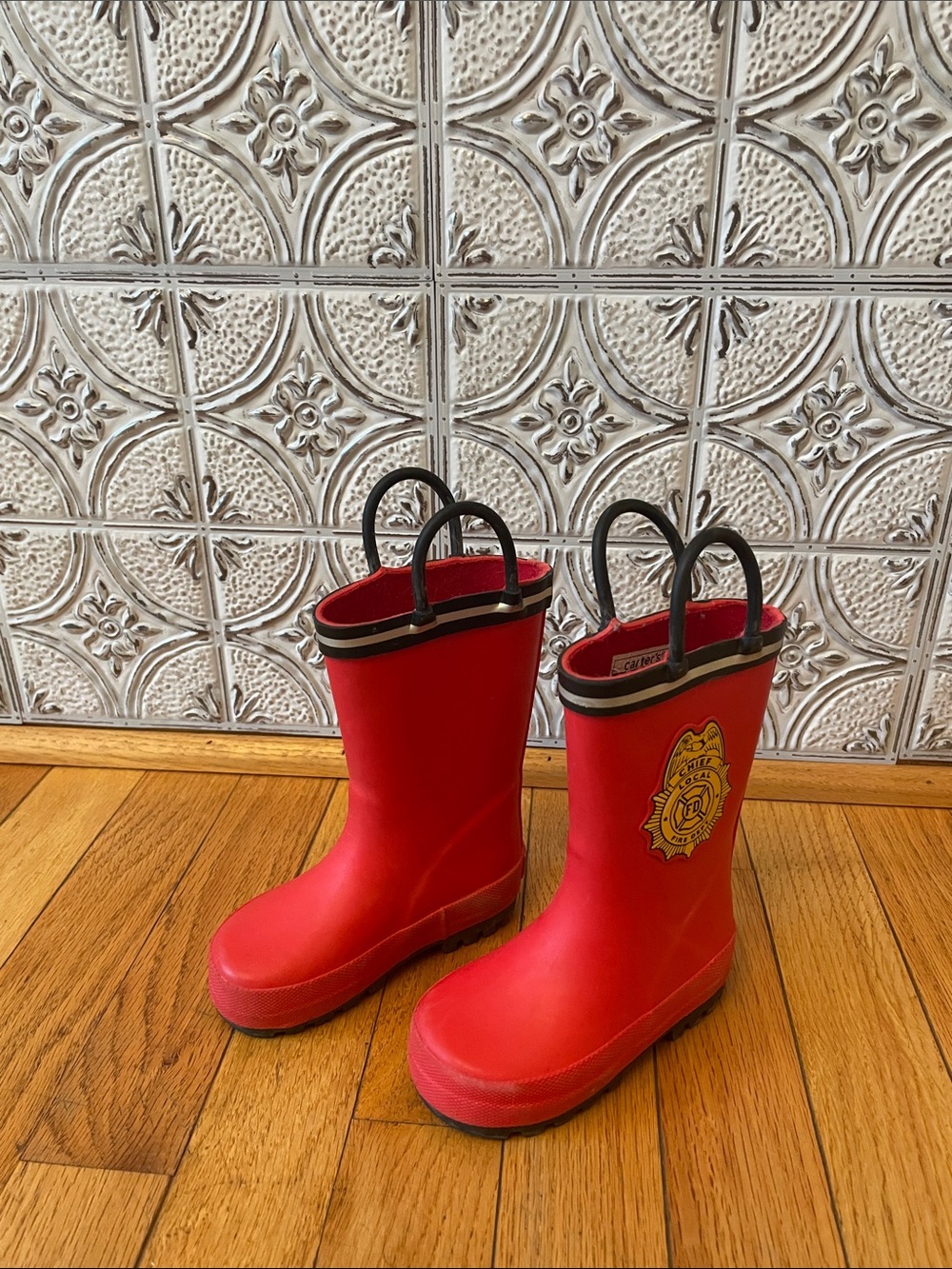 Carter's Red Kids Firefighter Rain & Snow Boots with Black Handles